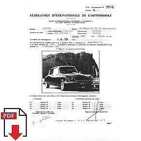Fiche d'homologation FIA 1973 Citroen DS 23 carburateur (DS série FE) PDF à télécharger